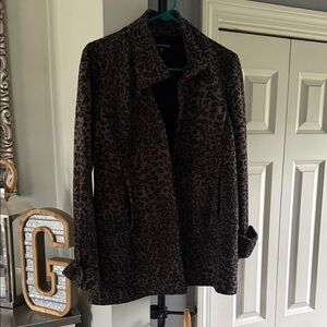 Calvin Klein Black Leopard Print Teddy Jacket